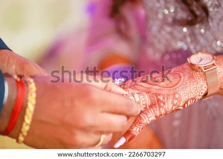 indian bride Engagement ring ceremony Royalty-Free Stock Photo #2266703297