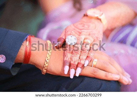 indian bride Engagement ring ceremony Royalty-Free Stock Photo #2266703299