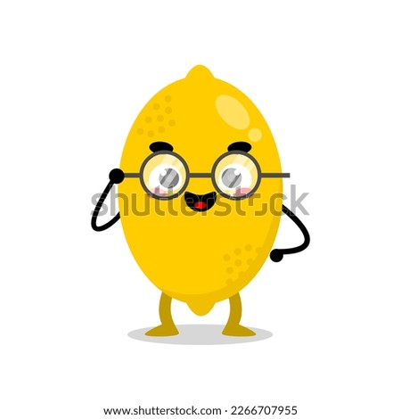 happy lemon mascot wearing a glasses