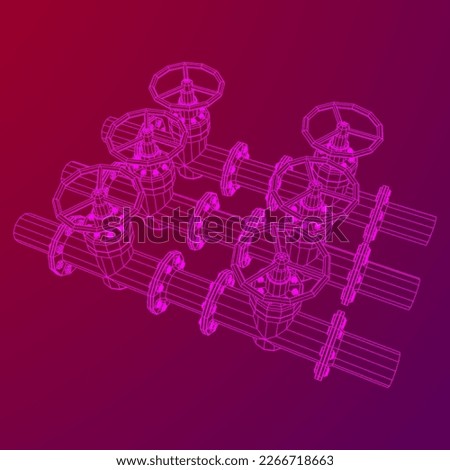 Oil pipeline with valve business concept. Finance economy polygonal petrol production. Petroleum fuel industry transportation line. Wireframe low poly mesh vector illustration