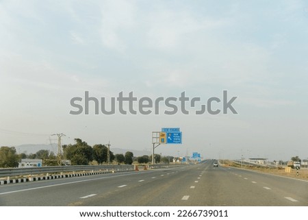 Delhi–Mumbai Expressway, Indian highways, traffic on Eastern Peripheral expressway, Kundli Manesar expressway, DelhiHaryana, India,  Royalty-Free Stock Photo #2266739011