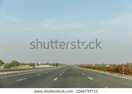 Delhi–Mumbai Expressway, Indian highways, traffic on Eastern Peripheral expressway, Kundli Manesar expressway, DelhiHaryana, India,  Royalty-Free Stock Photo #2266739711