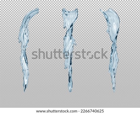 Set of water streams on a transparent background. Vector illustration