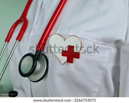 Medical worker doctor stethoscope heart icon. Therapist cardiologist saves life for donation or charity