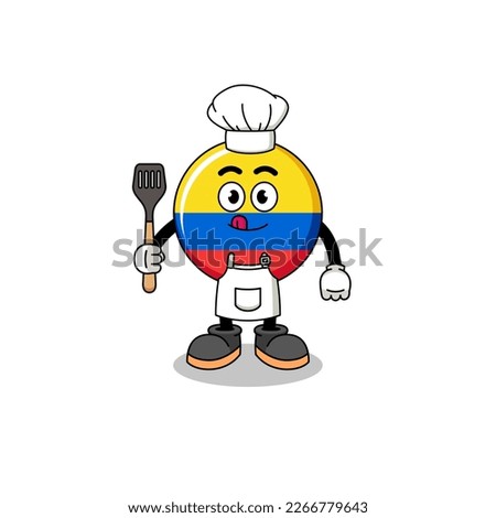 Mascot Illustration of colombia flag chef , character design