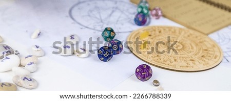 Numerology numbers on the table astrology. Selective focus. old. Royalty-Free Stock Photo #2266788339