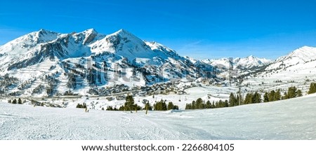 Obertauern, Salzburg area, Austria - Ski resort, hut, skiers and slope