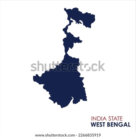 West Bengal, India, vector map,  High detailed silhouette illustration. Map of West Bengal, Solid Map of Indian State West Bengal, Map of West Bengal with Colour. Royalty-Free Stock Photo #2266835919