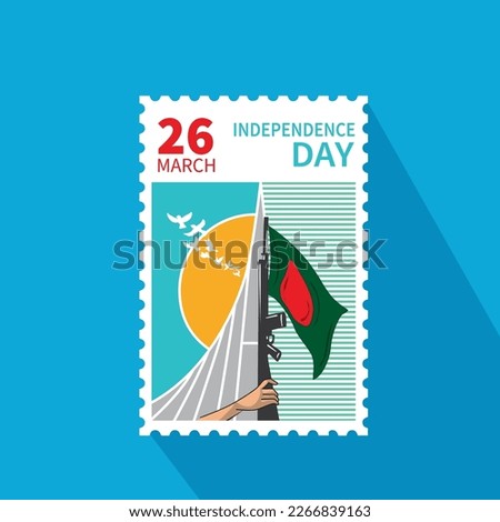 26th March happy Independence day of Bangladesh" Vector illustration.Independence Day of Bangladesh, 26 March, national memorial, design for banner, flag, nation, illustration, vector art.  Royalty-Free Stock Photo #2266839163