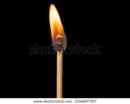 Burning match on a black background. Flame from a lit match. Close-up. Royalty-Free Stock Photo #2266847307