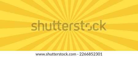 Yellow banner with Sun rays, yellow lines background, light