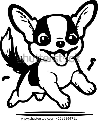Chihuahua, dog jump and happy, vector illustration, black color, vector image