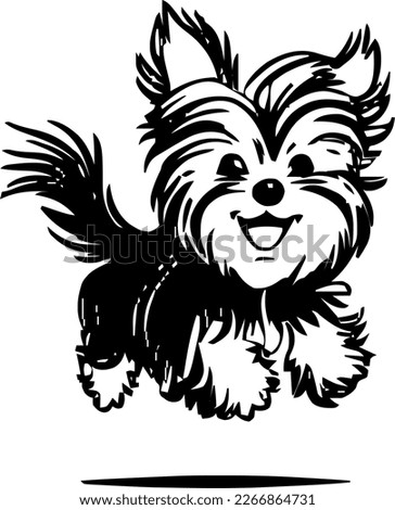 Yorkshire Terrier, dog jump and happy, vector illustration, black color, vector image