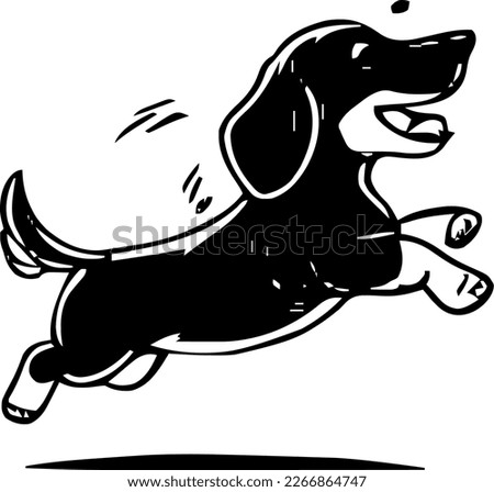 Dachshund, dog jump and happy, vector illustration, black color, vector image