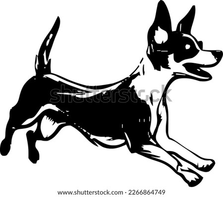 Pinscher, dog jump and happy, vector illustration, black color, vector image
