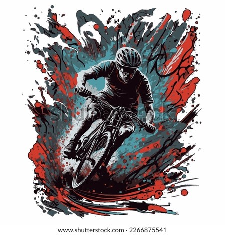 Cyclist. Bicycle ride. Abstract drawing of a cyclist. Cycling. Splashes of ink. Royalty-Free Stock Photo #2266875541