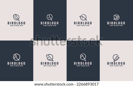 Simple bird logo collection. Monoline bird logo template. bird monogram logo with circle template. trendy bird logo combined with circle.