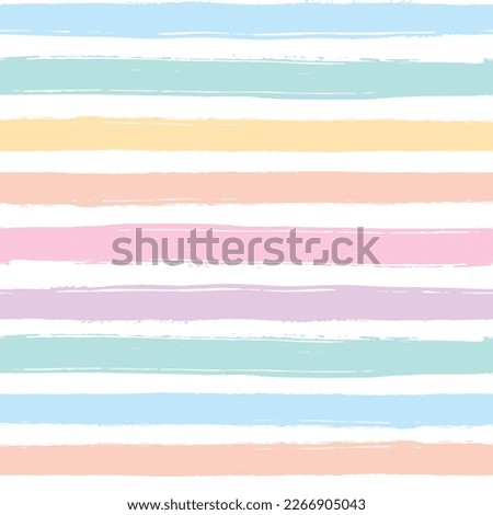 Hand drawn striped pattern, pastel stripe seamless background, childish pastel brush strokes. vector grunge stripes Royalty-Free Stock Photo #2266905043