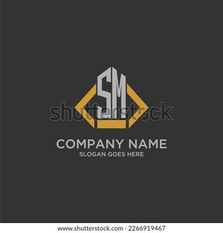 SM initial monogram logo for real estate with building style