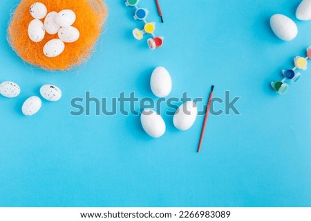 white eggs ready to be painted easter concept