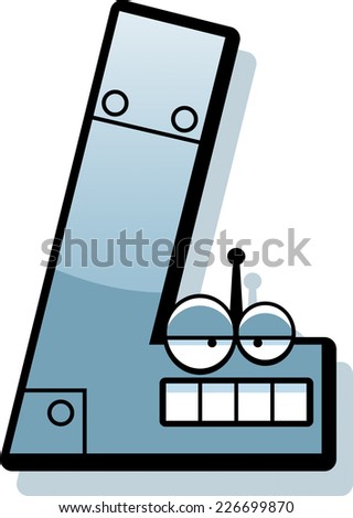 A cartoon illustration of a letter L as a metal robot.