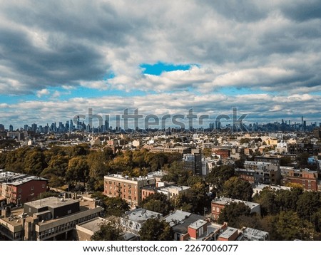 The skylines of New York City a view from Brooklyn