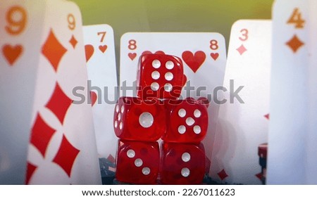 Game Gambling Red Dices and Poker Cards Photo