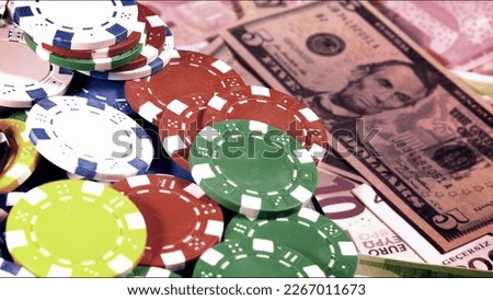 Game Gambling Tools Money Poker Chips and Money Photo
