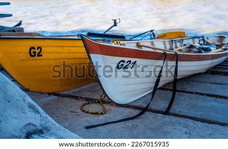 Sports kayaks El Tigre port. Royalty-Free Stock Photo #2267015935