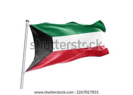 Waving flag of Kuwait in white background. Kuwait flag for independence day. The symbol of the state on wavy fabric. Royalty-Free Stock Photo #2267027831