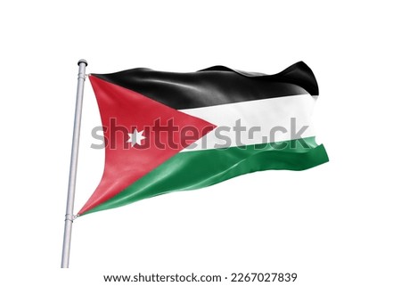 Waving flag of Jordan in white background. Jordan flag for independence day. The symbol of the state on wavy fabric. Royalty-Free Stock Photo #2267027839