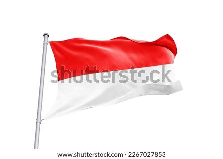 Waving flag of Indonesia in white background. Indonesia flag for independence day. The symbol of the state on wavy fabric.