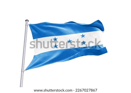 Waving flag of Honduras in white background. Honduras flag for independence day. The symbol of the state on wavy fabric. Royalty-Free Stock Photo #2267027867