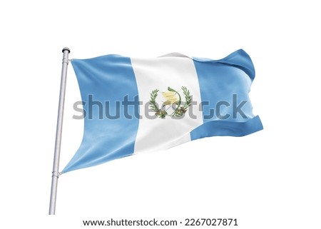 Waving flag of Guatemala in white background. Guatemala flag for independence day. The symbol of the state on wavy fabric.