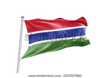 Waving flag of Gambia in white background. Gambia flag for independence day. The symbol of the state on wavy fabric.