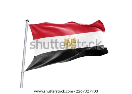 Waving flag of Egypt in white background. Egypt flag for independence day. The symbol of the state on wavy fabric.