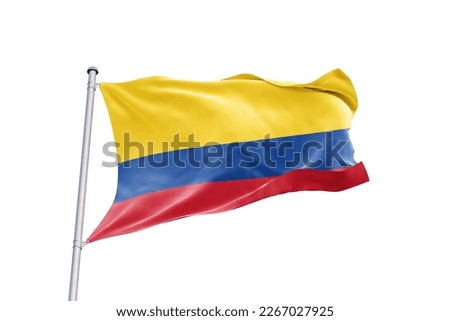 Waving flag of Colombia in white background. Colombia flag for independence day. The symbol of the state on wavy fabric. Royalty-Free Stock Photo #2267027925