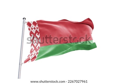 Waving flag of Belarus in white background. Belarus flag for independence day. The symbol of the state on wavy fabric.