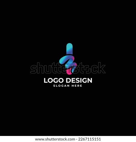 Alphabet Letter I with abstract shape logo design