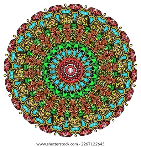 Flower Glitter Mandala. Vintage Decorative Elements. Oriental Pattern