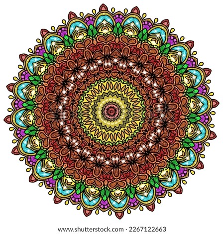Flower Glitter Mandala. Vintage Decorative Elements. Oriental Pattern. Illustration. Coloring Book Page