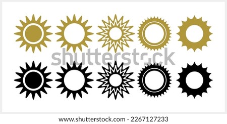 Sun icon isolated. Stencil clip art. Vector stock illustration. EPS 10