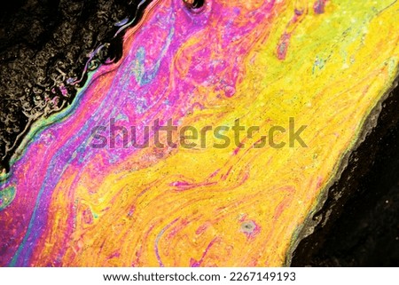 Slick industry oil fuel spilling water, Colorful abstract background, ethereal art background Royalty-Free Stock Photo #2267149193