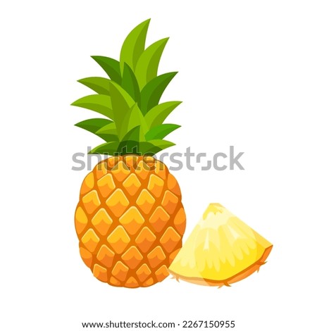 Vector image of a pineapple. The concept of a healthy diet and lifestyle. A ripe and delicious product. A bright element for your design Royalty-Free Stock Photo #2267150955