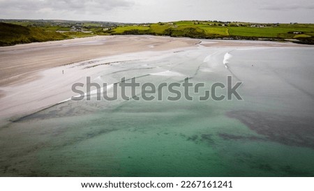 Inchydoney Beach. Seaside landscape. The famous Irish sandy beach. The coastline of the Atlantic Ocean.