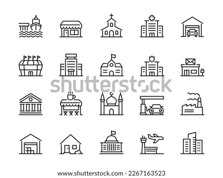 Building related line icon set. - Editable stroke, Pixel perfect at 64x64 Royalty-Free Stock Photo #2267163523