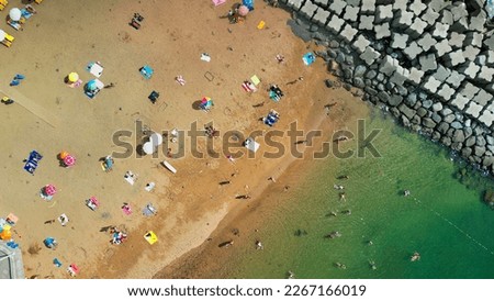 Aerial view of Calheta Beach in Madeira.