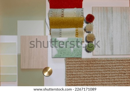 Interior design mood board and furniture board as an interior designer and architecture concept
