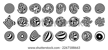 Vector groovy psychedelic social media highlights. Trippy rave cosmos graphic design elements. Psy trance icons. Brutalism style cool fun positive vibes funky geometric hippie psychedelia fluid shapes Royalty-Free Stock Photo #2267188663