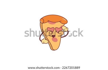 Pizza in retro cartoon style illustration vector